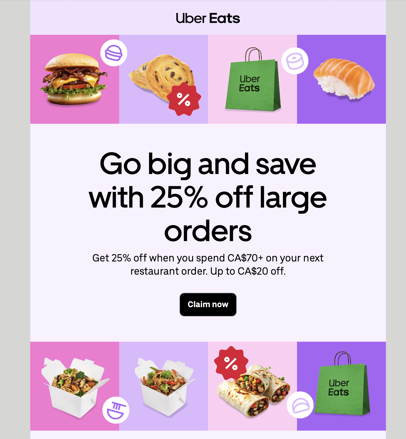 Uber Eats offer email from Newsletter Mode dataset
